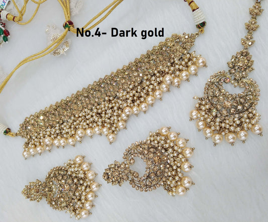 Buy Choker Set Dark gold choker Set/ Bollywood Jewellery/dark gold Indian  Bridesmaid Jewellery/sejal