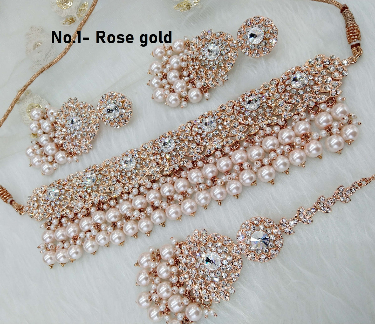 Choker Set/ Rose gold choker Jewellery set /Indian choker necklace set sejal