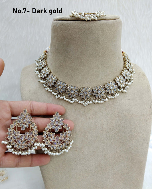 Indian Jewellery/Dark gold necklace Set/Bollywood Gold Indian Jewelry Jewellery Set /Bridesmaid jewellery sets