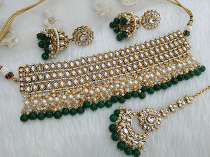 Indian  Jewellery Kundan green choker set Necklace Set/Bollywood choker  Necklace Jewellery dragon Set