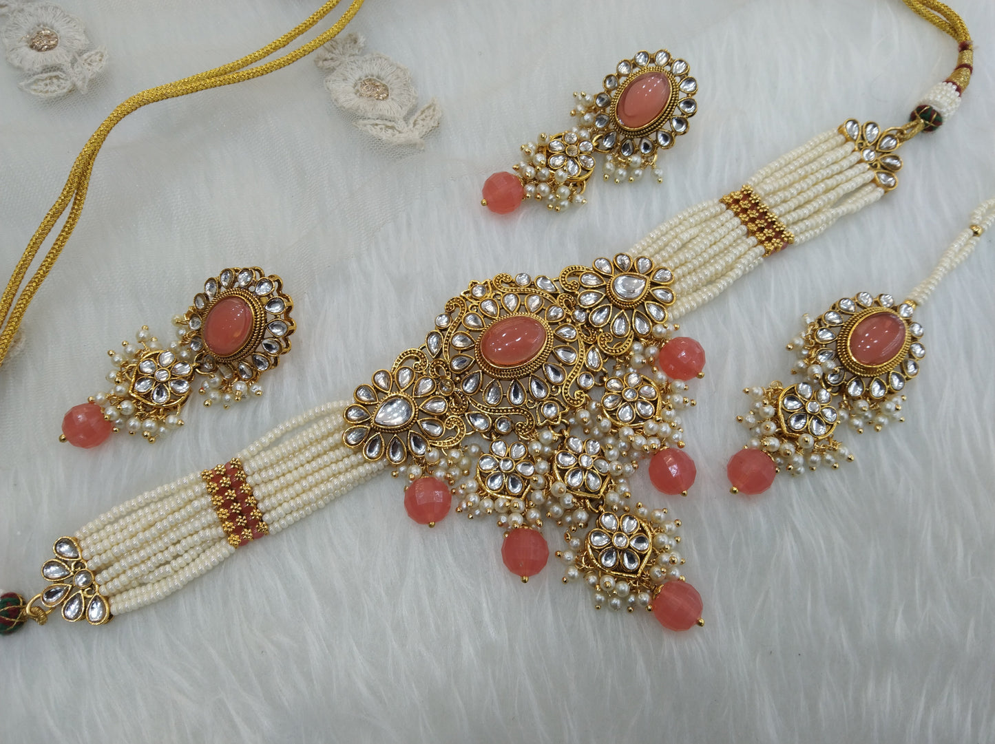 kundan Choker Set Earrings Set/ Gajjri choker set /Indian heena Choker Set