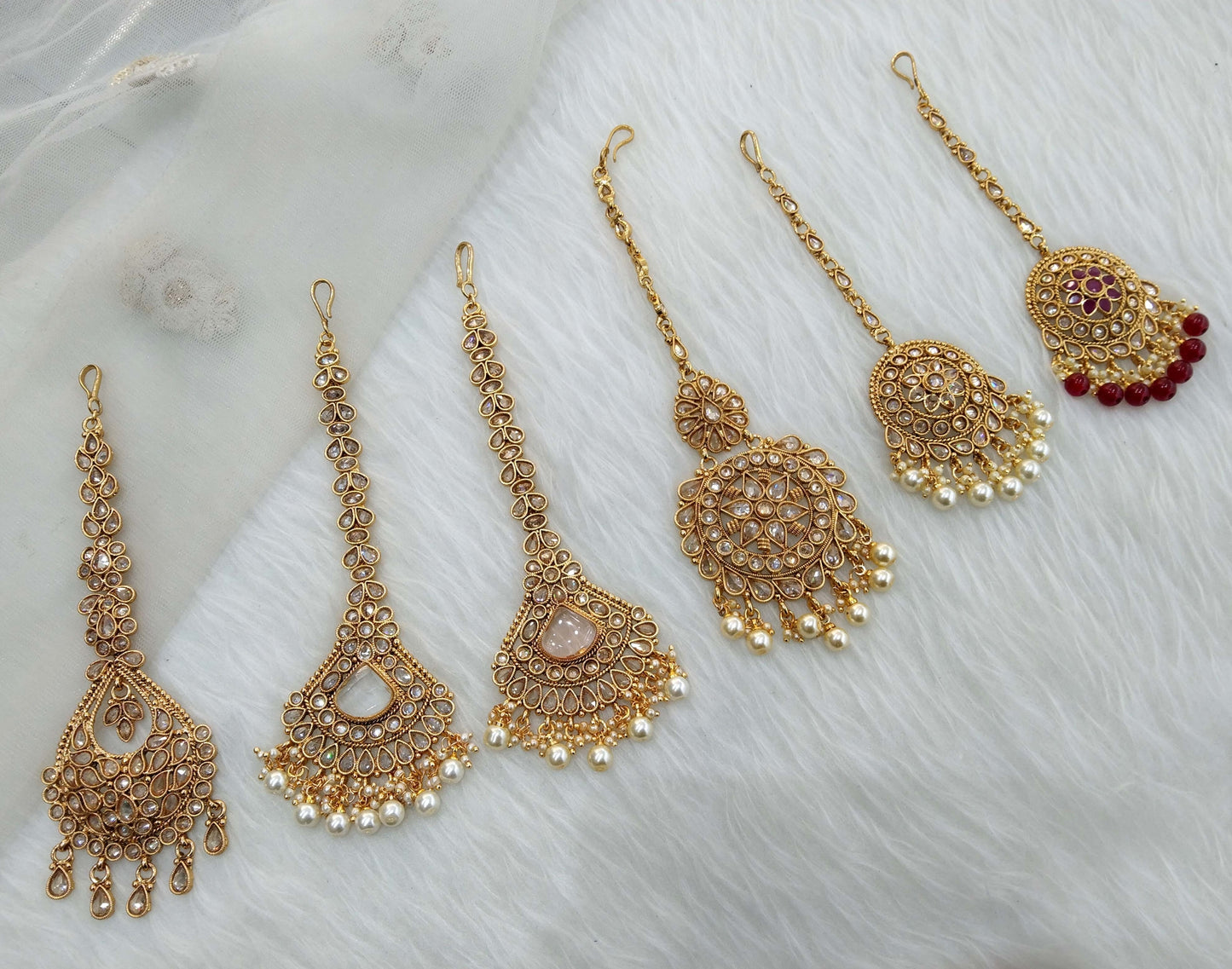 Indian Tikka Gold finish Headpiece /Bollywood Maang Tikka Tika South Indian Hair Jewelry Jewellery