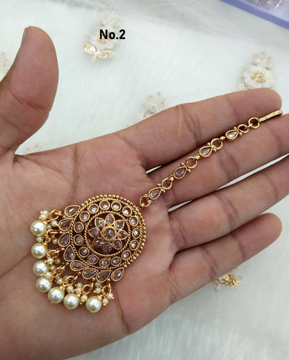 Indian Tikka Gold finish Headpiece /Bollywood Maang Tikka Tika South Indian Hair Jewelry Jewellery