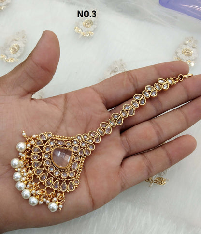 Indian Tikka Gold finish Headpiece /Bollywood Maang Tikka Tika South Indian Hair Jewelry Jewellery