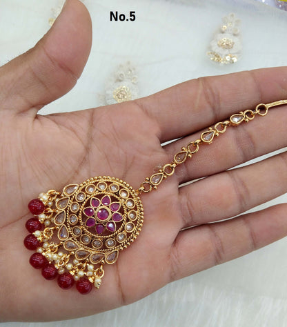 Indian Tikka Gold finish Headpiece /Bollywood Maang Tikka Tika South Indian Hair Jewelry Jewellery