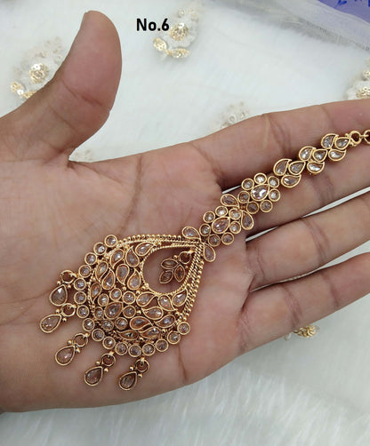 Indian Tikka Gold finish Headpiece /Bollywood Maang Tikka Tika South Indian Hair Jewelry Jewellery