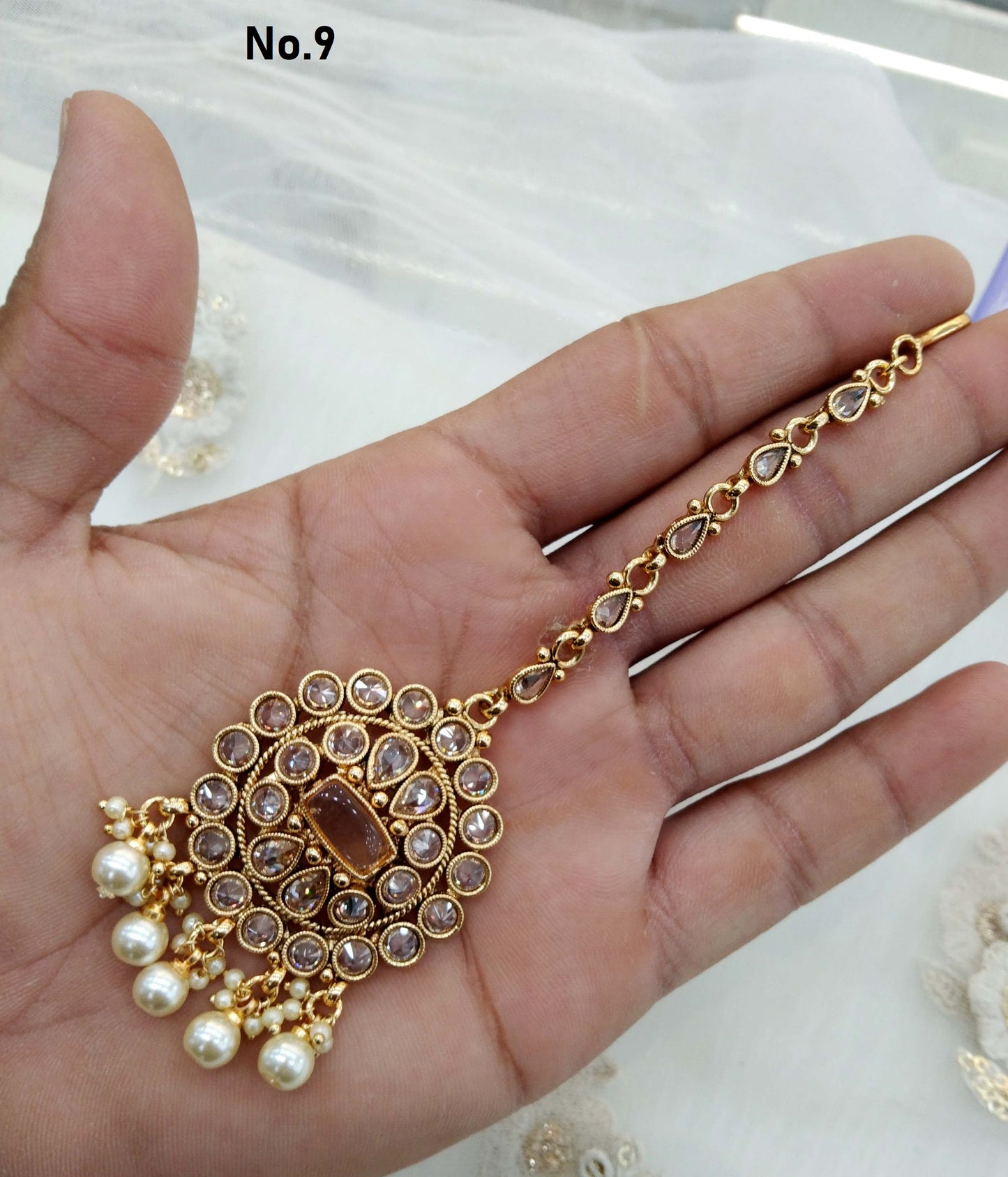 Indian Tikka Gold finish Headpiece /Bollywood Maang Tikka Tika South Indian Hair Jewelry Jewellery