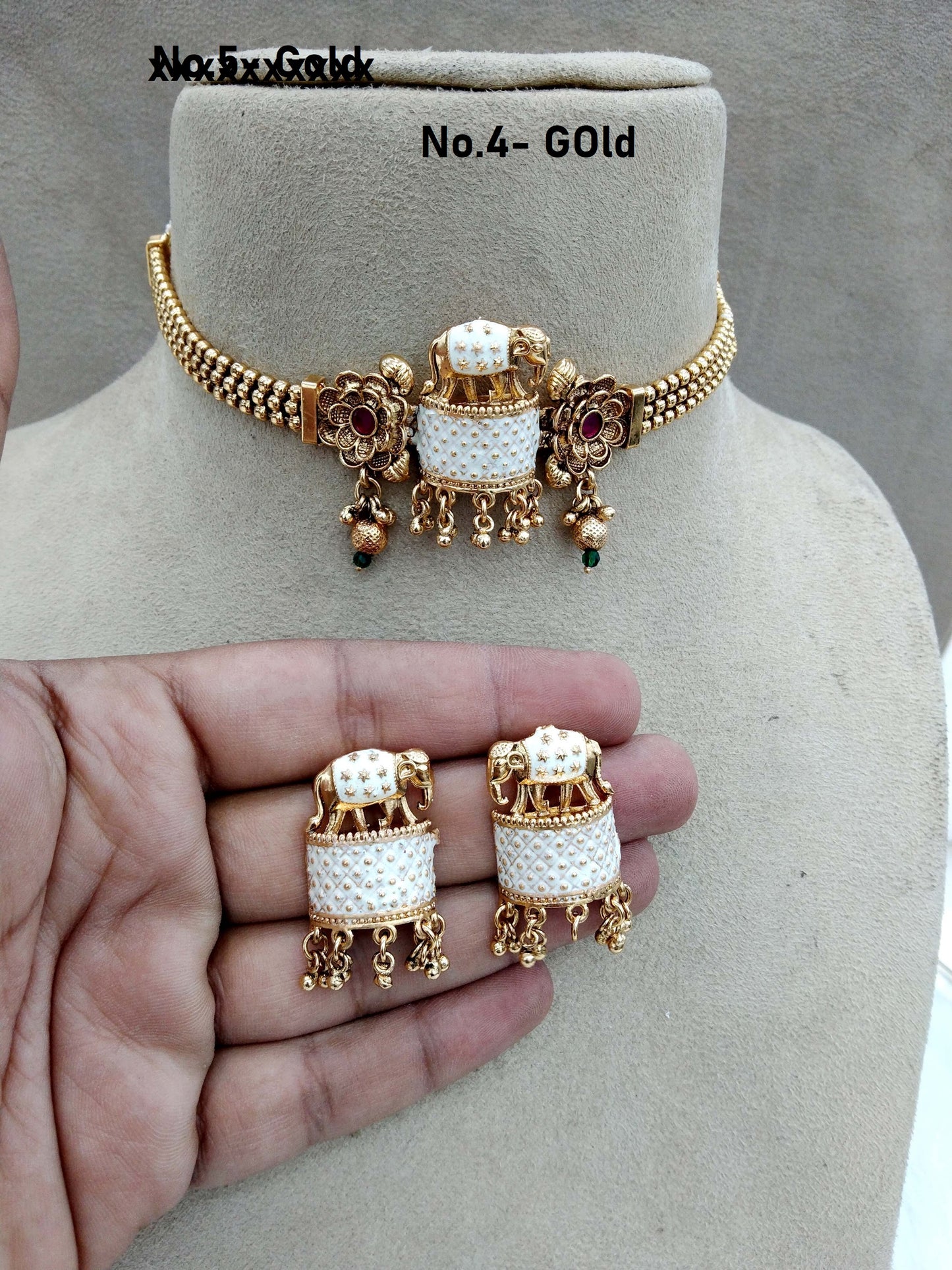 Choker Set Polki indian Jewellery Necklace Set/ Bollywood Style Gold Finish bini set