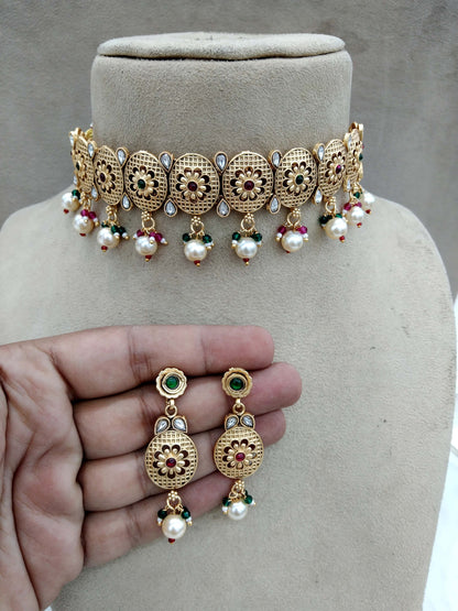 Choker Set Polki indian  Jewellery Necklace Set