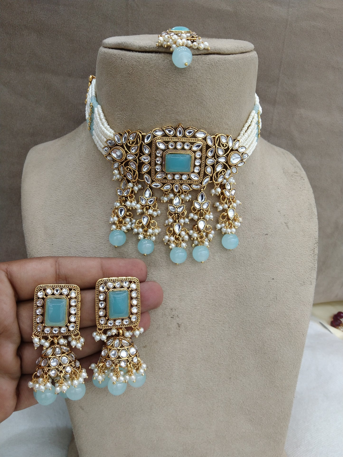 Indian  Jewellery gold Surf Kundan choker meadow set