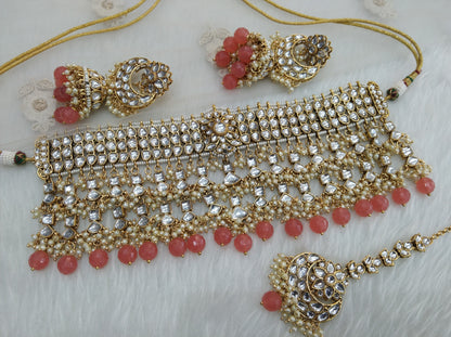 kundan Choker Set Earrings Set/Gold  Gajjri choker set Indian Jewellery Necklace kura Set