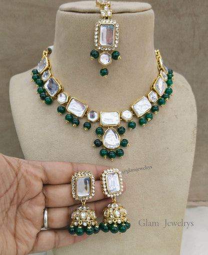 Indian Jewellery Kundan Necklace Set/Gold green Bollywood Wedding Necklace Jewellery Set