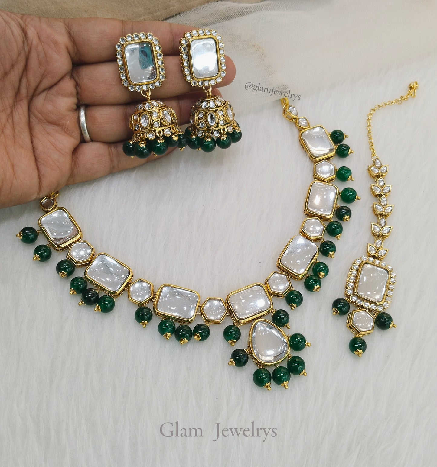 Indian Jewellery Kundan Necklace Set/Gold green Bollywood Wedding Necklace Jewellery Set