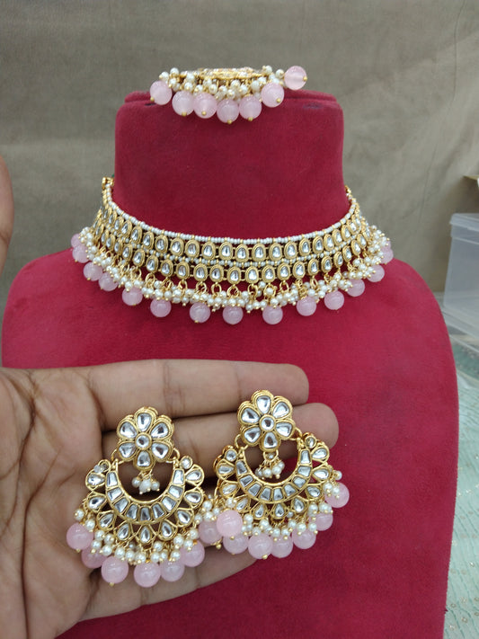 Indian jewellery  Pink kundan Choker Set Indian suketu Jewellery Necklace Set