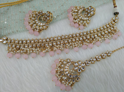 Indian jewellery  Pink kundan Choker Set Indian suketu Jewellery Necklace Set