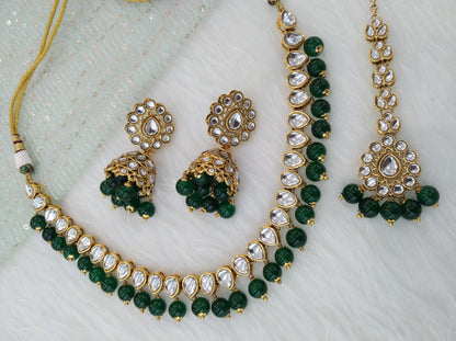 Kundan necklace Jewellery Set/ Gold green kundan Indian jewellery kundan studies sets