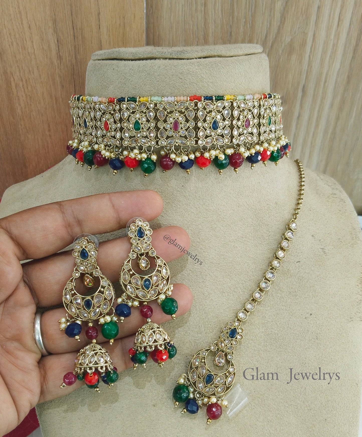 Choker Set Necklace Set/ Multicolor Choker Jewellery set /Indian choker learn necklace set