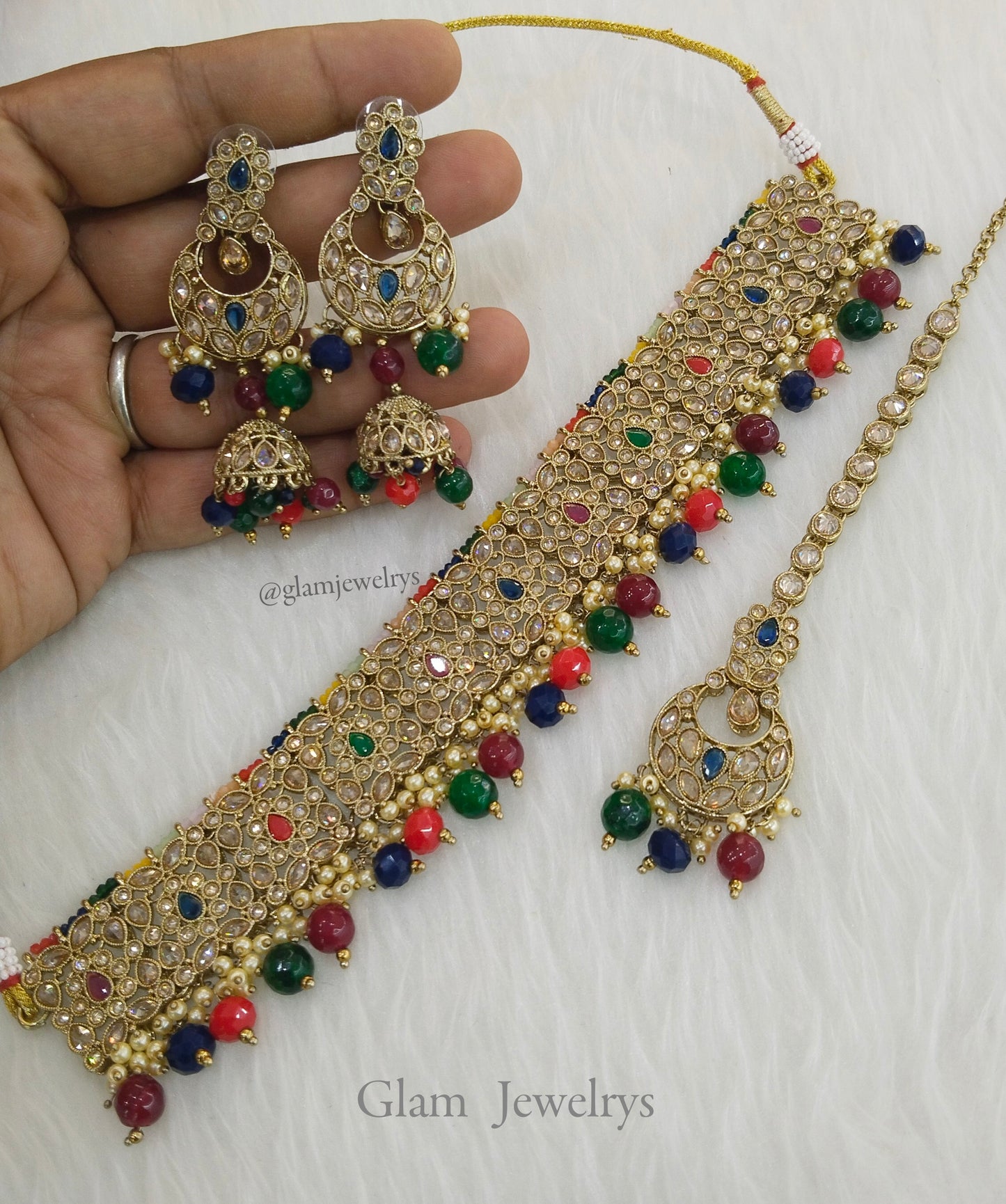 Choker Set Necklace Set/ Multicolor Choker Jewellery set /Indian choker learn necklace set