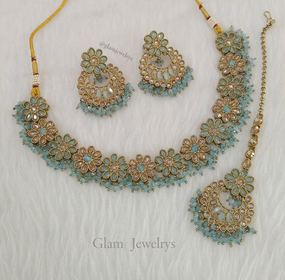 Indian  Jewellery/Dark Gold grey Indian  Jewellery Set mirabel