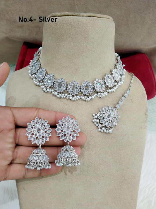 Silver Necklace Set/Bridesmaid necklace Wedding Jewellery zedd set