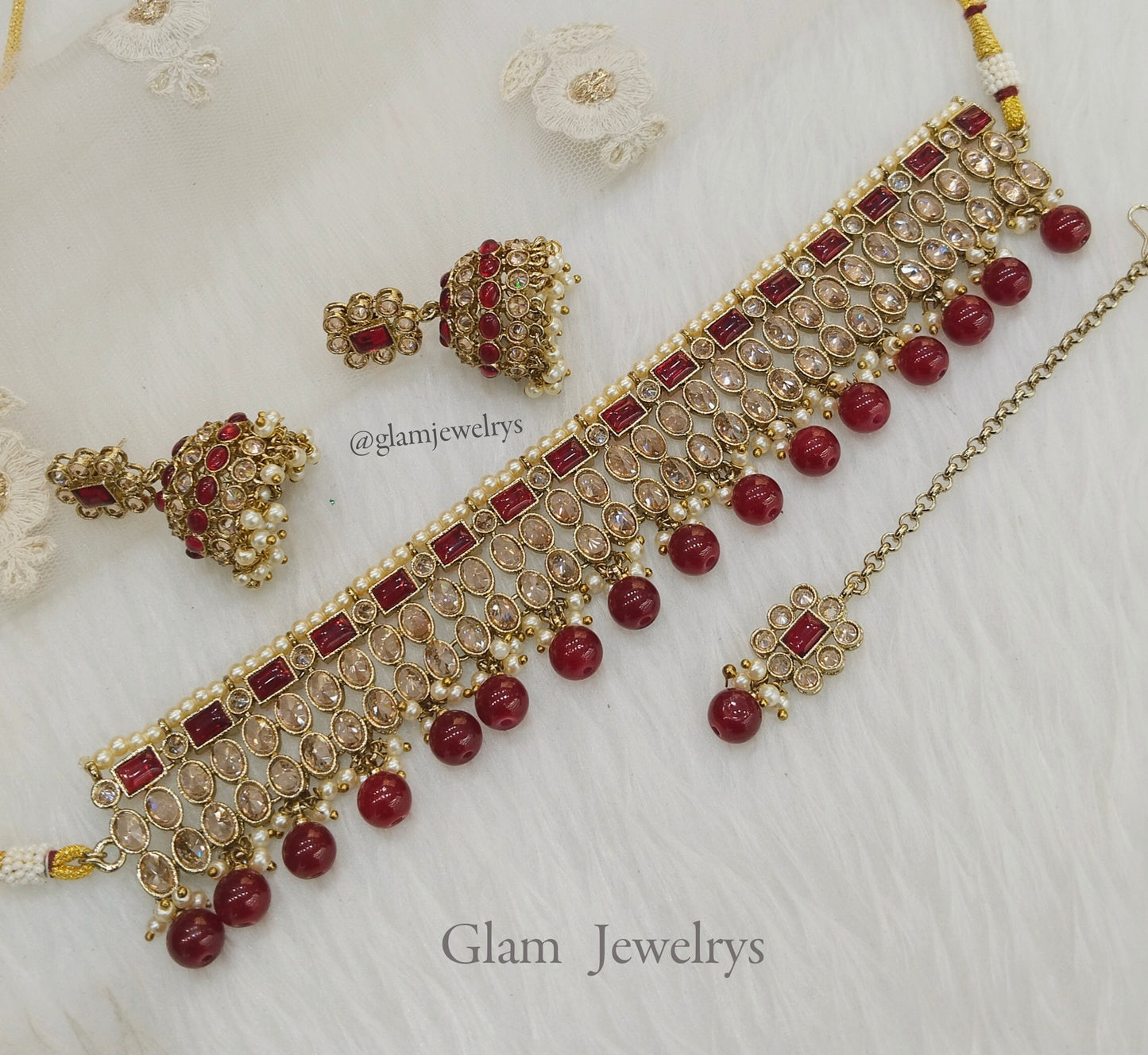 Indian Jewellery Dark Gold Choker Set /bay jewellery set