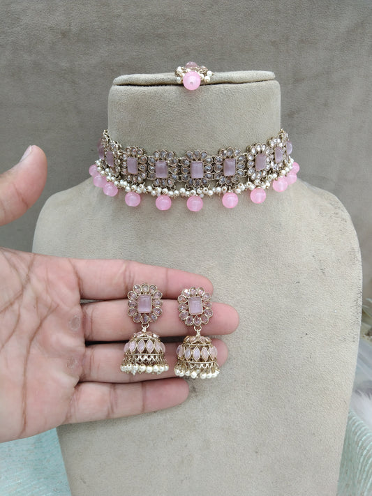 Choker Set / pink choker Jewellery set/Indian cinema choker set