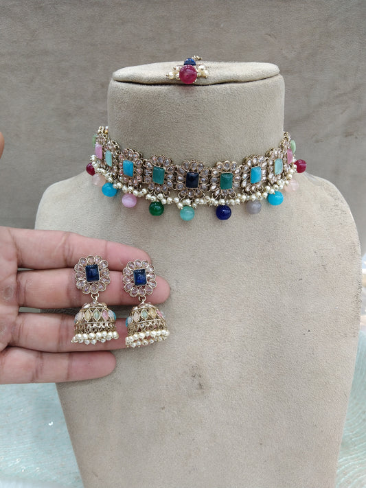 Choker Set / Multicolor choker Jewellery set/Indian cinema choker set