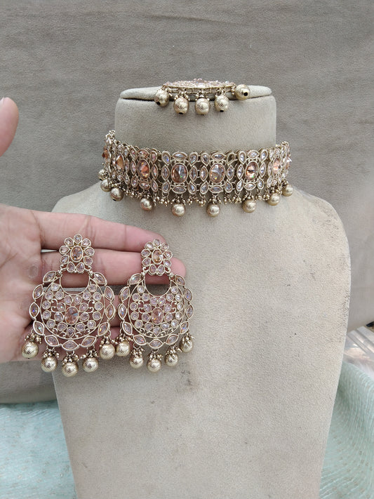 Indian jewellery choker set/Dark gold choker set/Wellington jewellery