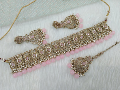 Choker set/ Dark gold pink choker winnipeg Jewellery