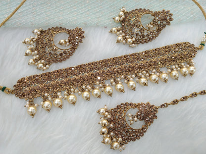 Choker Set / dark gold Bollywood choker vinland Jewellery