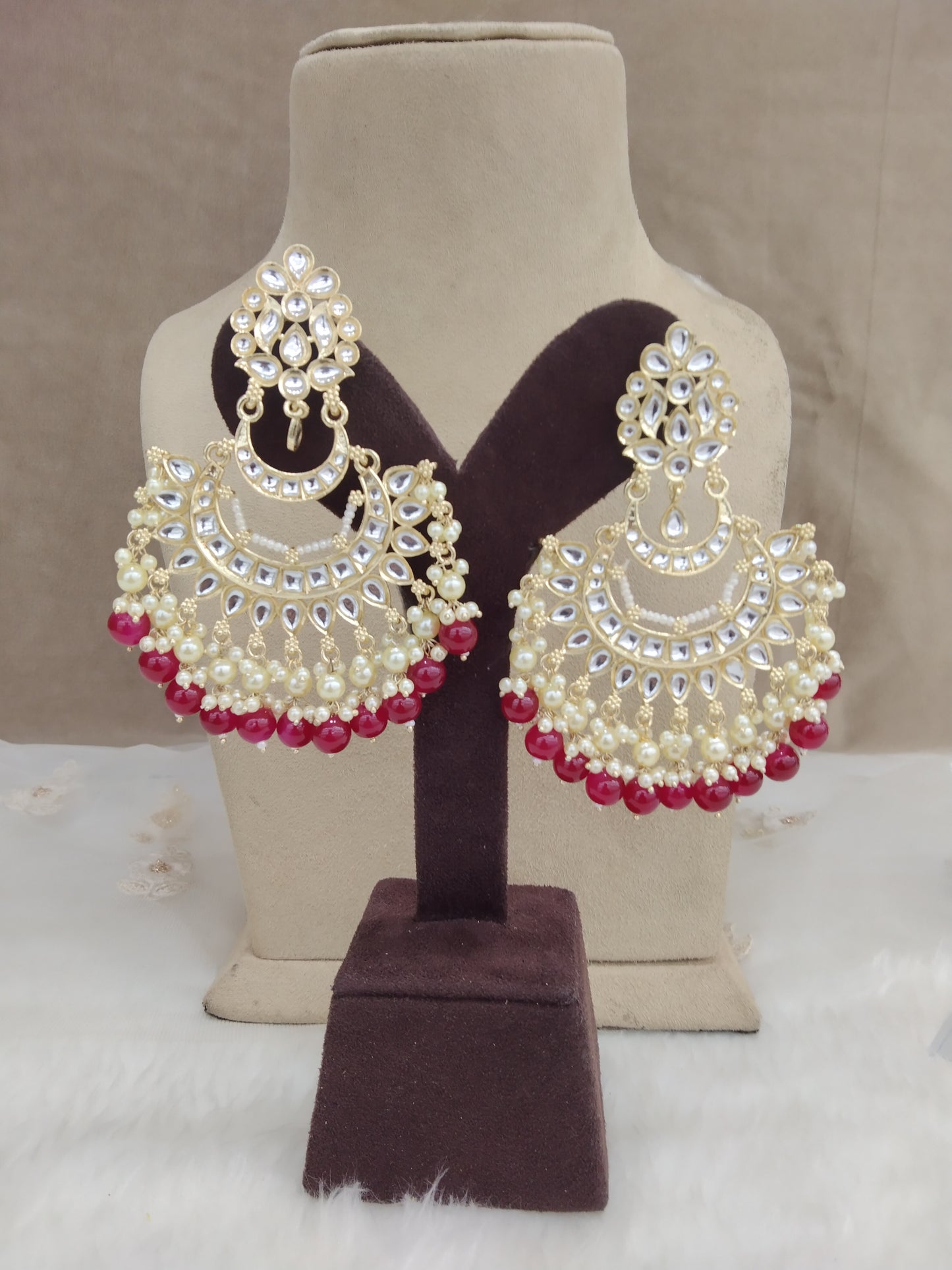 Online Indian Kundan Earrings Jewellery/Kundan ruby Earrings/ bollywood Earrings reading Set