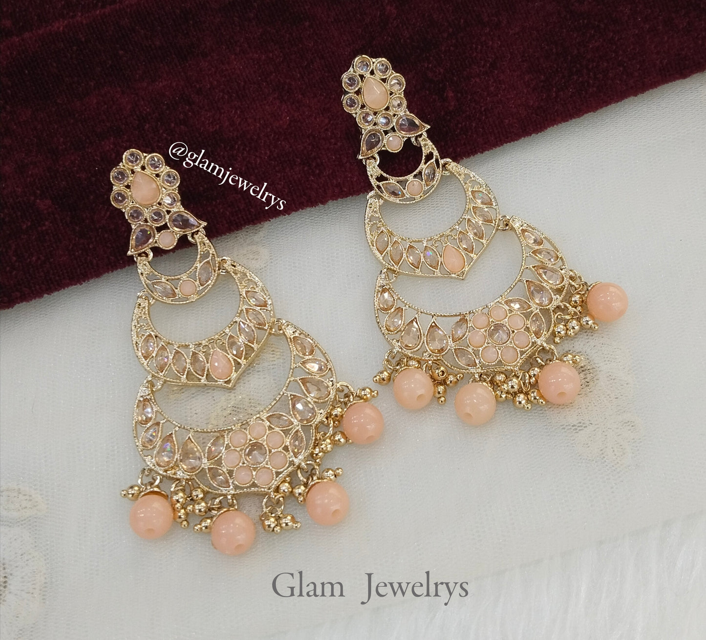 Indian earrings jewellery/peach earrings/indian earrings moon