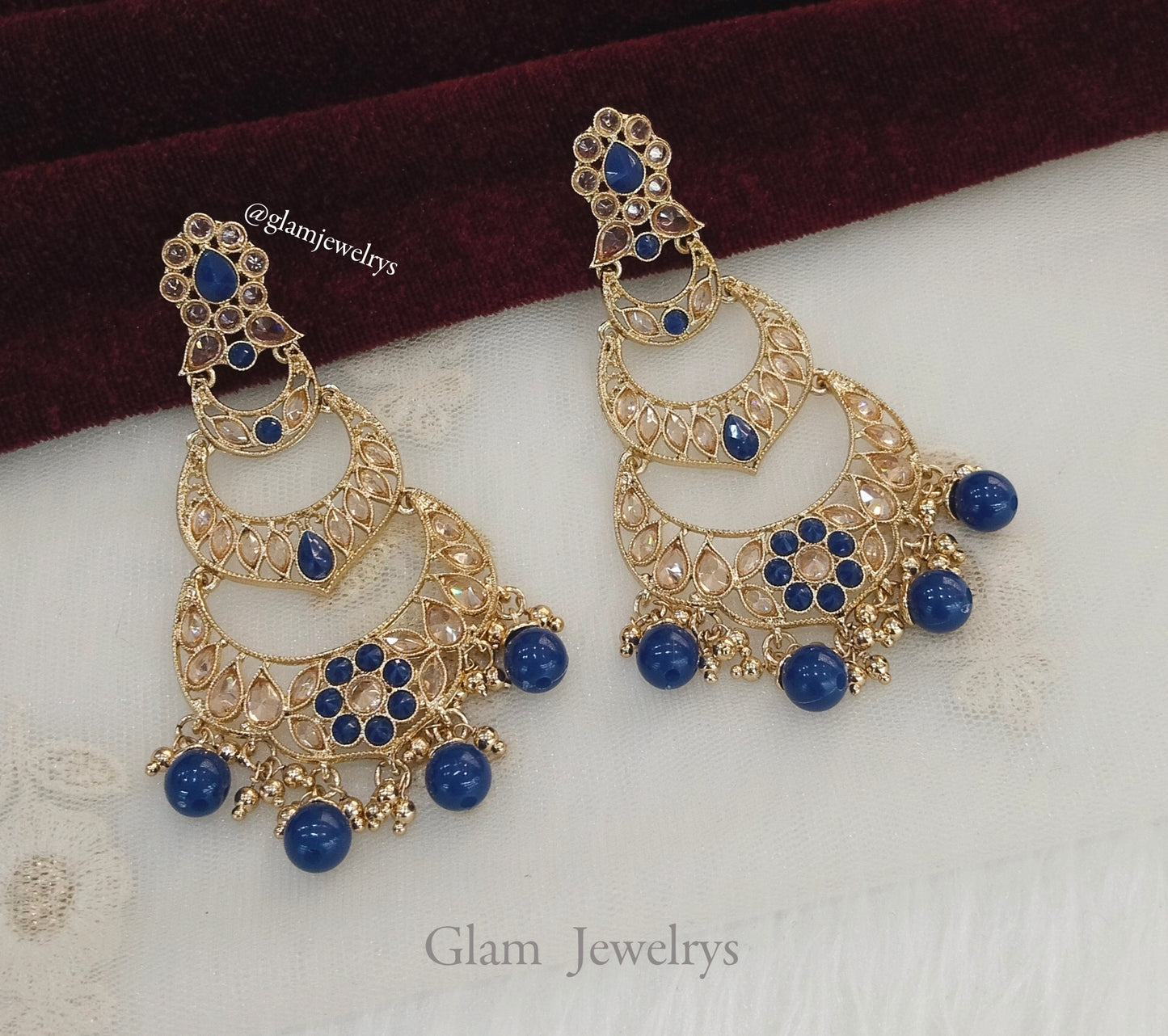 Indian earrings jewellery/blue earrings/indian earrings moon