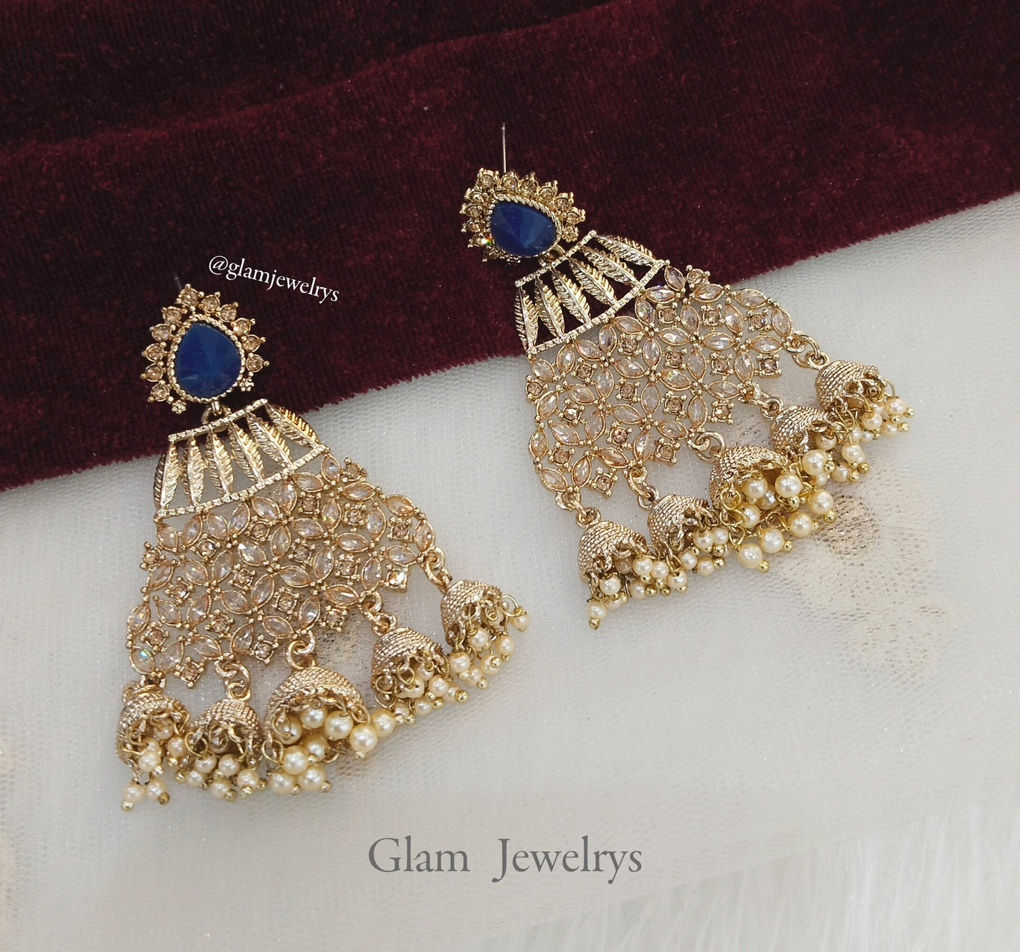 Indian earrings jewellery/blue earrings/indian earrings moon