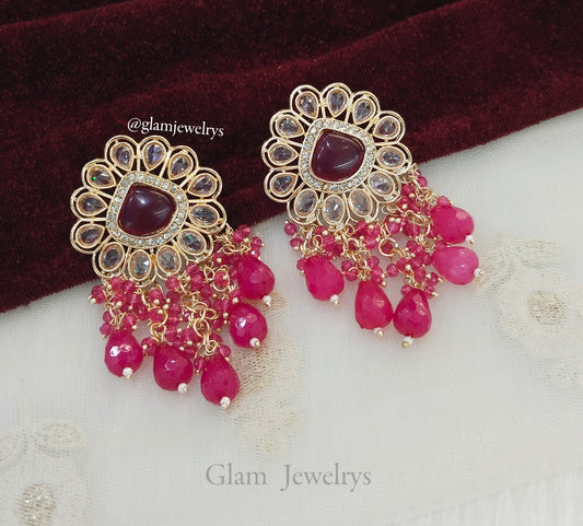 Indian earrings jewellery/dark pink earrings/indian earrings nizhny