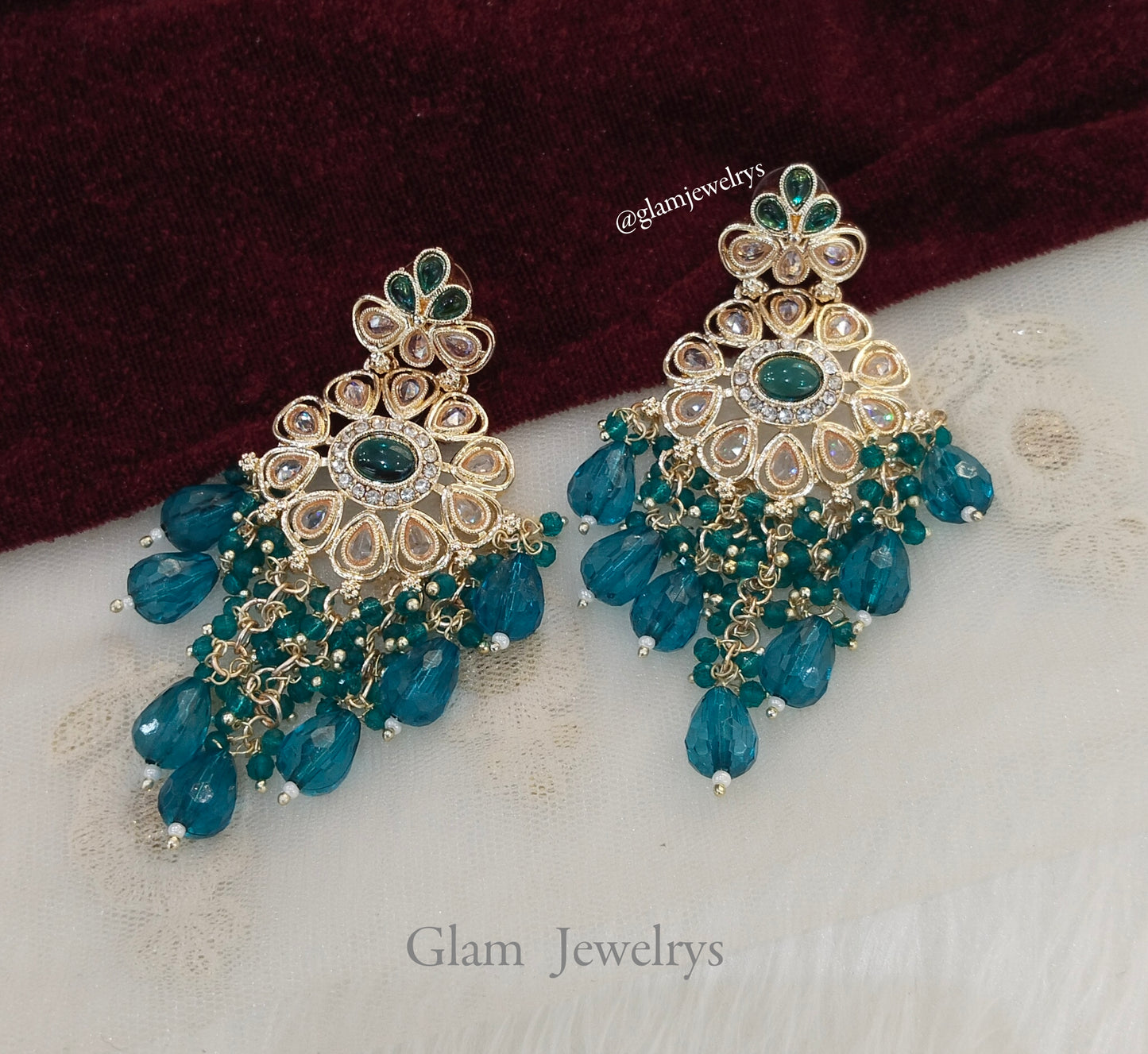 Indian earrings jewellery/Rama green petersburg earrings/indian earrings