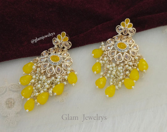 Indian earrings jewellery/Yellow petersburg earrings/indian earrings