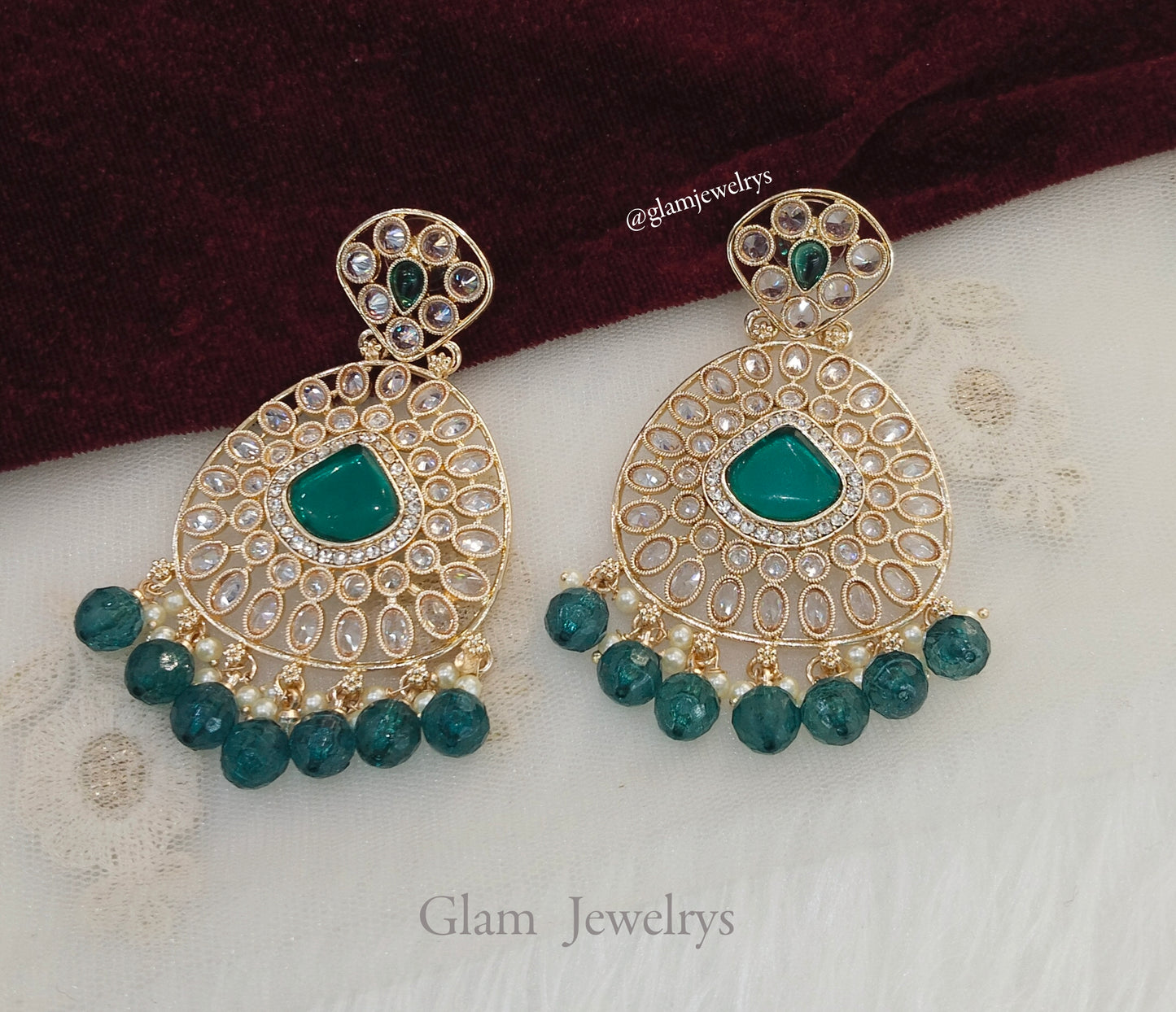 Indian earrings jewellery/Rama green earrings/indian earrings kazan
