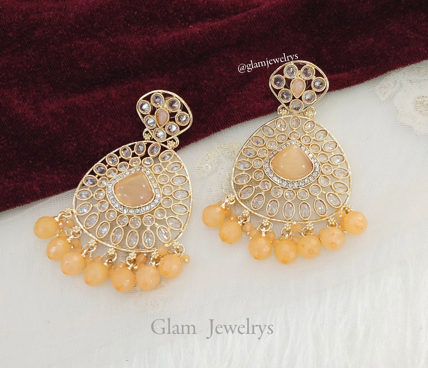 Indian earrings jewellery/Peach earrings/indian earrings kazan