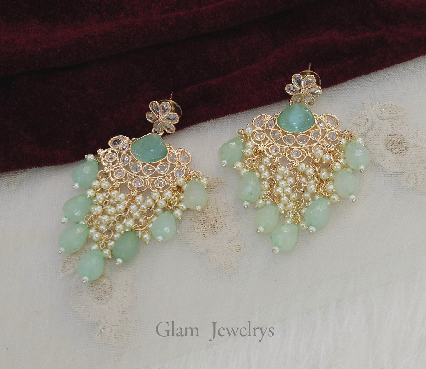 Indian earrings jewellery/ earrings/indian pastel green earrings sochi