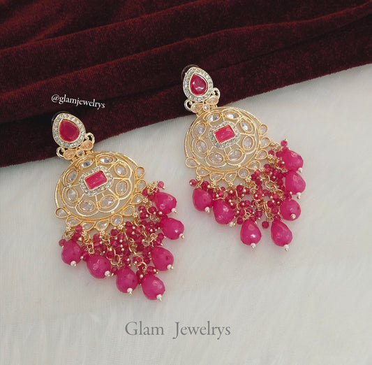 Indian earrings jewellery/ earrings/indian dark pink earrings saint