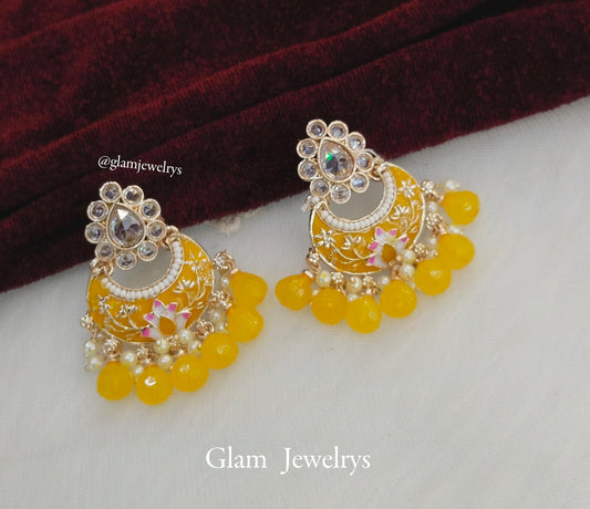 Indian earrings jewellery/ earrings/indian yellow earrings samara