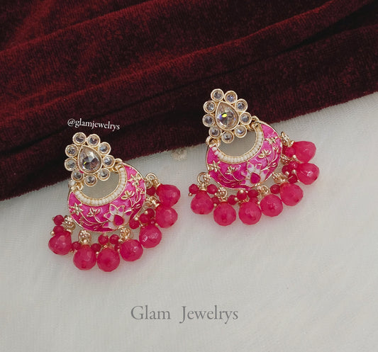 Indian earrings jewellery/ earrings/indian dark pink earrings samara