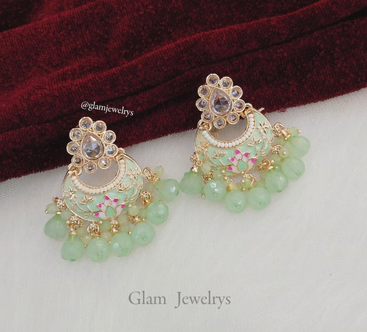 Indian earrings jewellery/ earrings/indian pastel green earrings samara