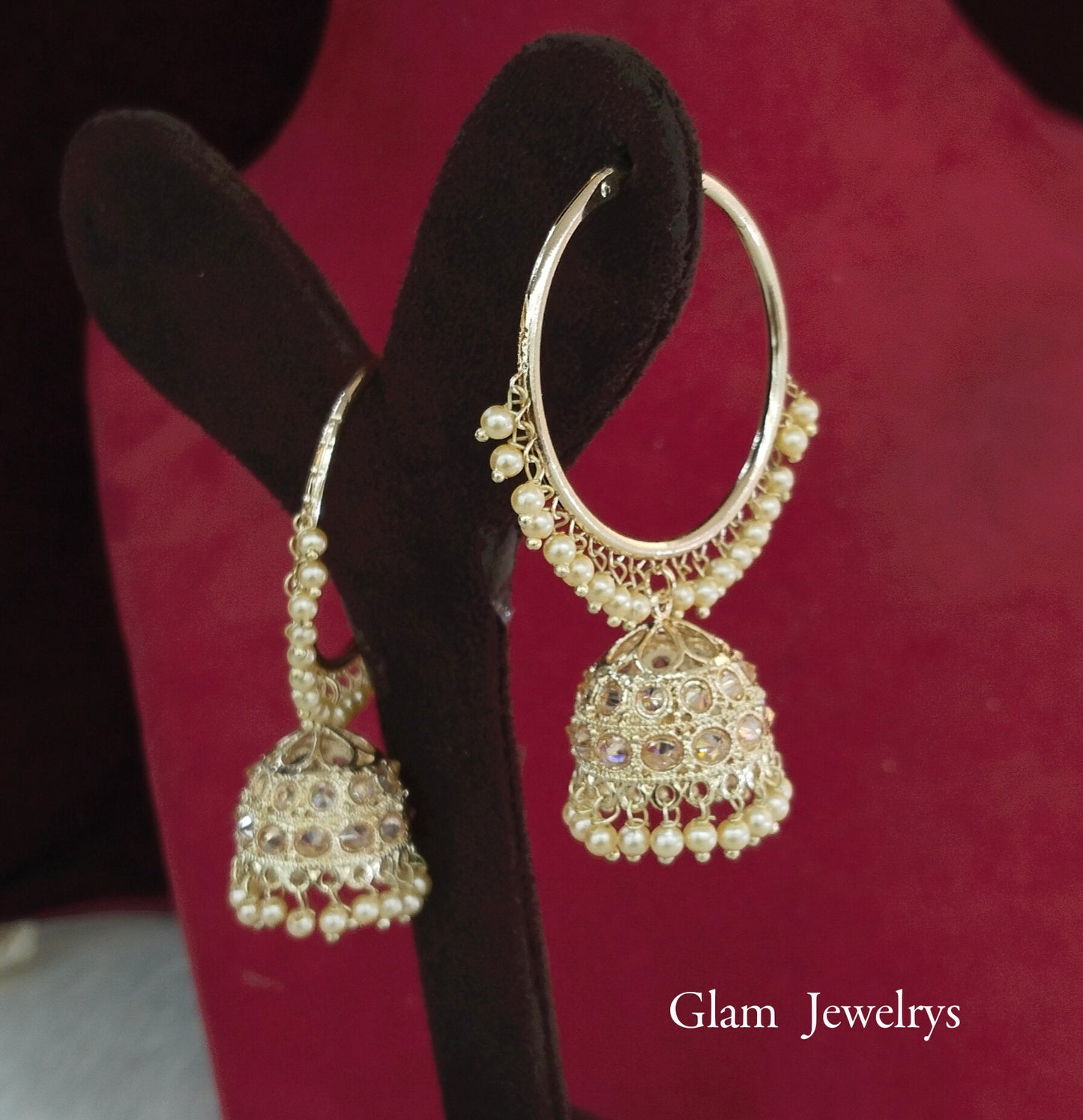 Indian balli jhumka hoop earrings jewellery/antique gold indian halli jhumka earrings