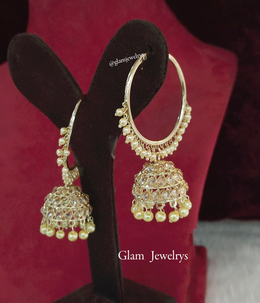 Indian balli jhumka hoop earrings jewellery/antique gold indian halli jhumka earrings