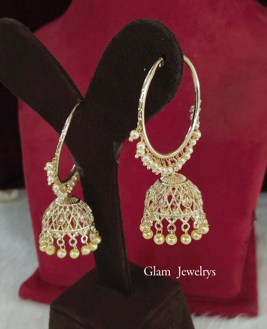 Indian balli jhumka hoop earrings jewellery/antique gold indian halli jhumka earrings