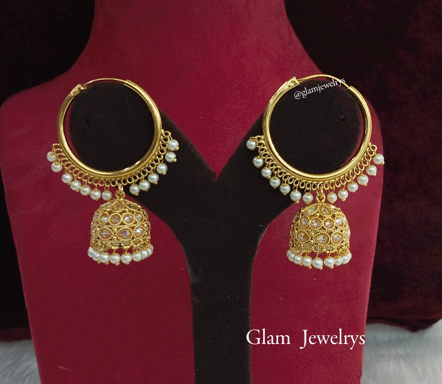 Indian balli jhumka hoop earrings jewellery/antique gold indian simi jhumka earrings