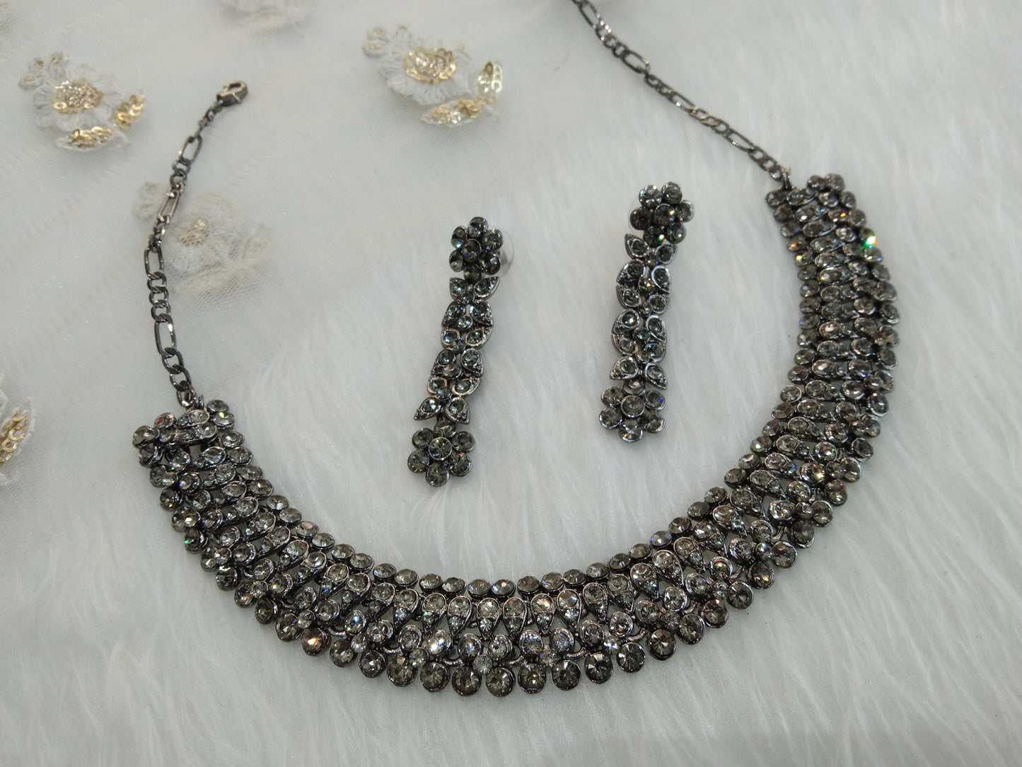 Indian  jewellery necklace set/Grey necklace set bridal sherry jewellery