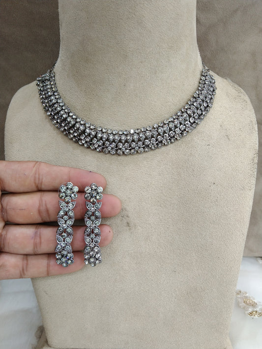 Indian  jewellery necklace set/Grey necklace set bridal sherry jewellery